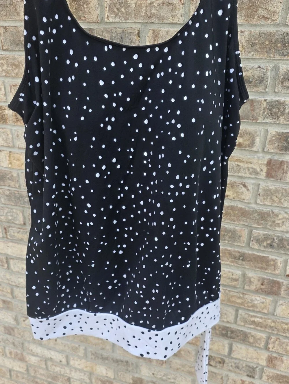 Swimsuits For All Women's Side Tie Blouson Tankini Top Polka Dot 16 NWOT
